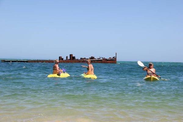 Kayaking around the shipwrecks at Moreton Island