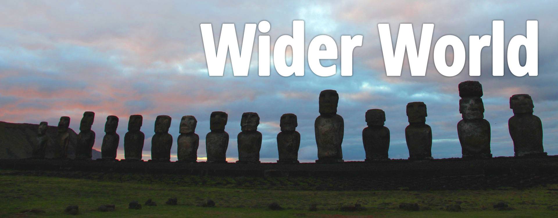 Wider World title - Easter Island statues
