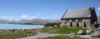 Stone house scene in New Zealand